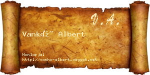 Vankó Albert névjegykártya